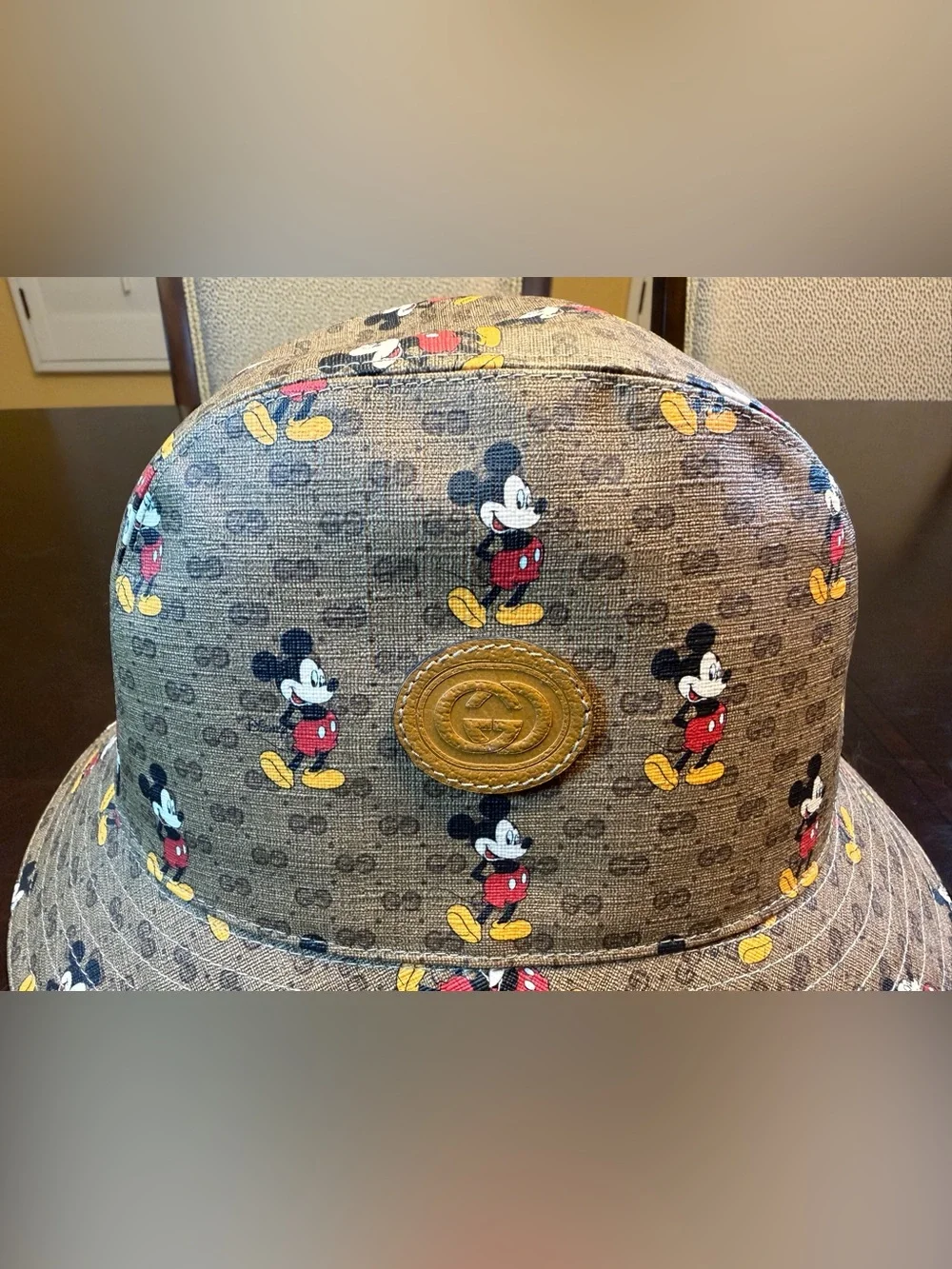 New Authentic Gucci GG x Disney Mickey Mouse Logo Bucket Hat Brown Size M - Picture 3 of 14